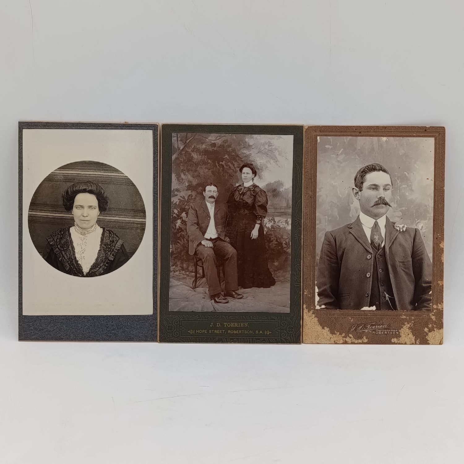 Lot of 3 Antique photos of Alice Groenewald and her husband (2 from Robertson 1 from Bredasdorp)