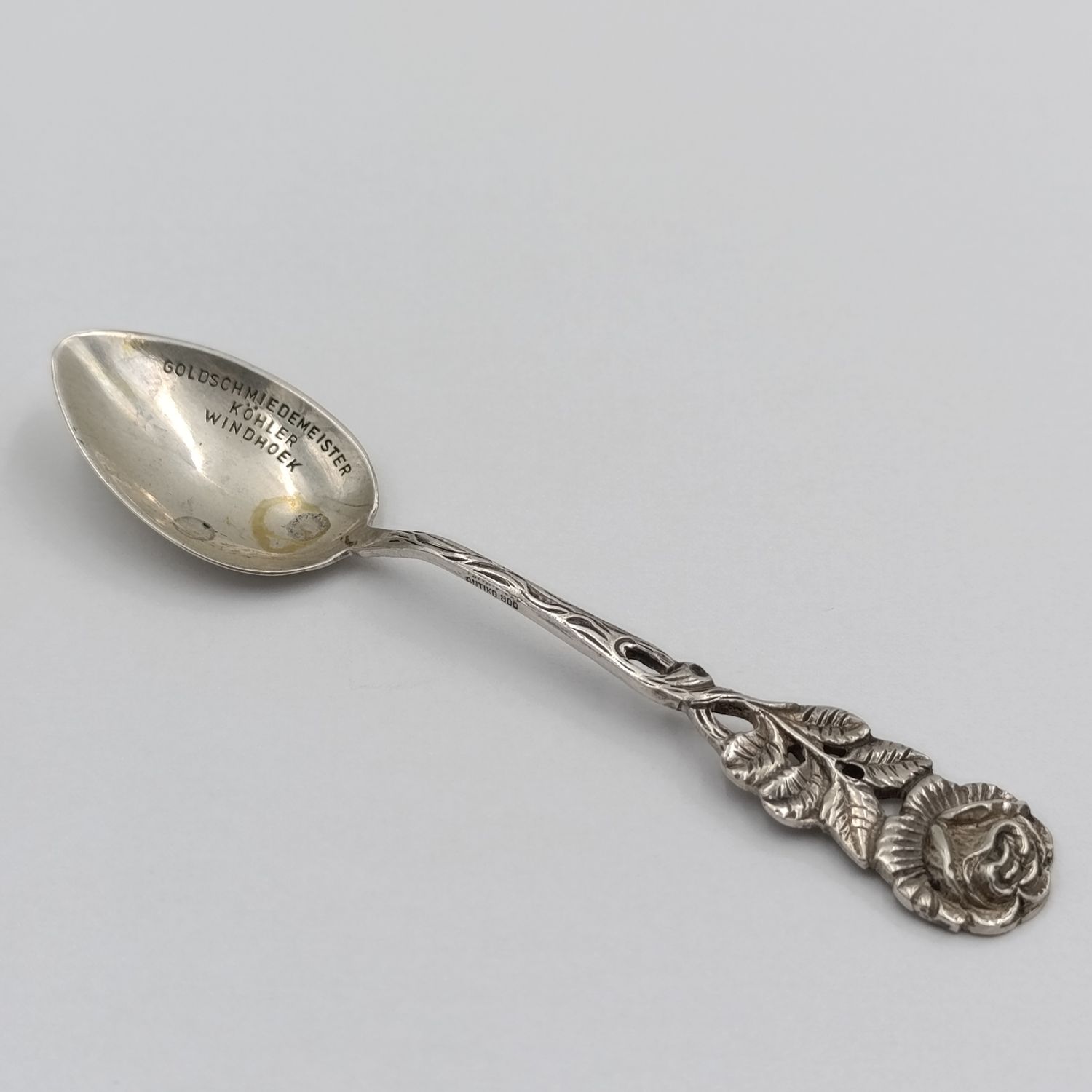 Small silver spoon inscribed Goldschmiedemeister Kohler Windhoek - No silver id marks