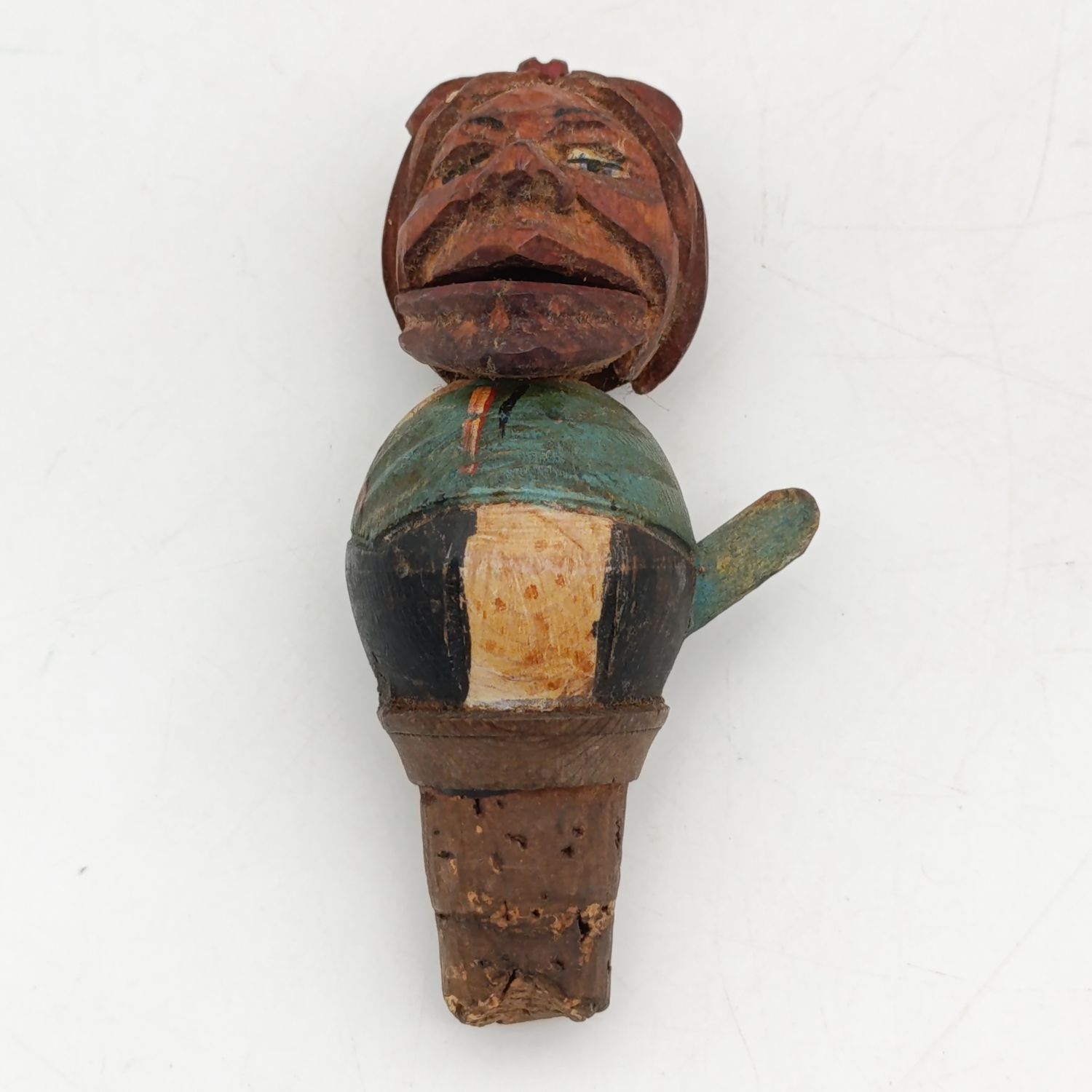 Vintage Wooden carved mechanical wine stopper