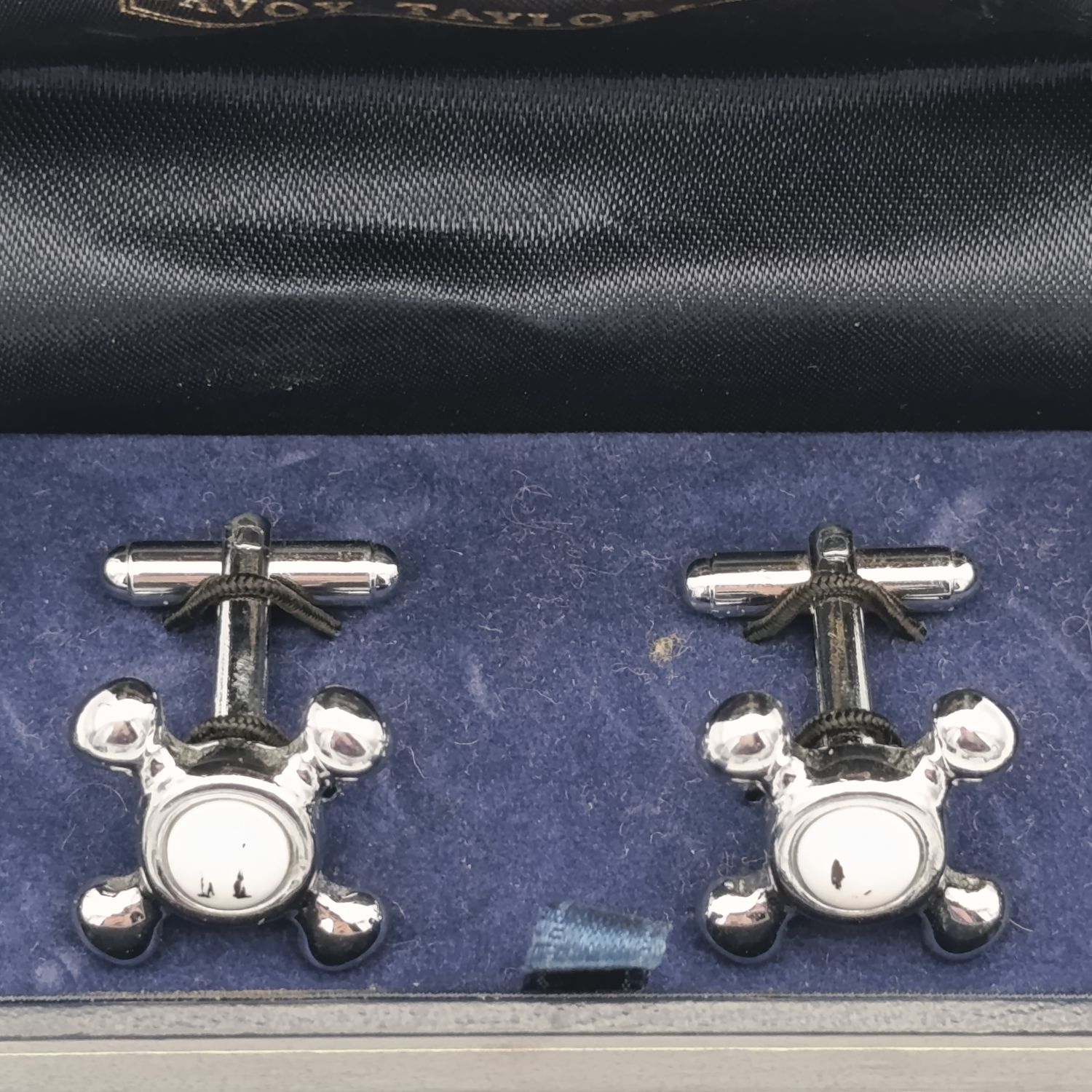 Pair of bathroom tap shaped cufflinks
