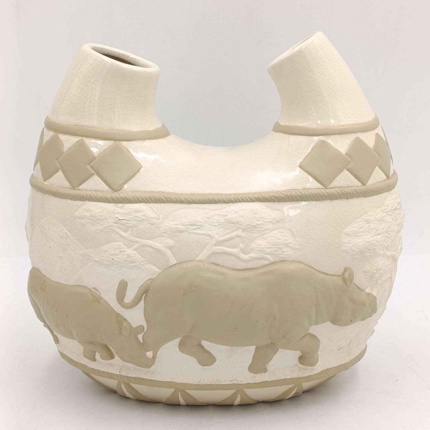 Vintage African Rhinoceros interior vase