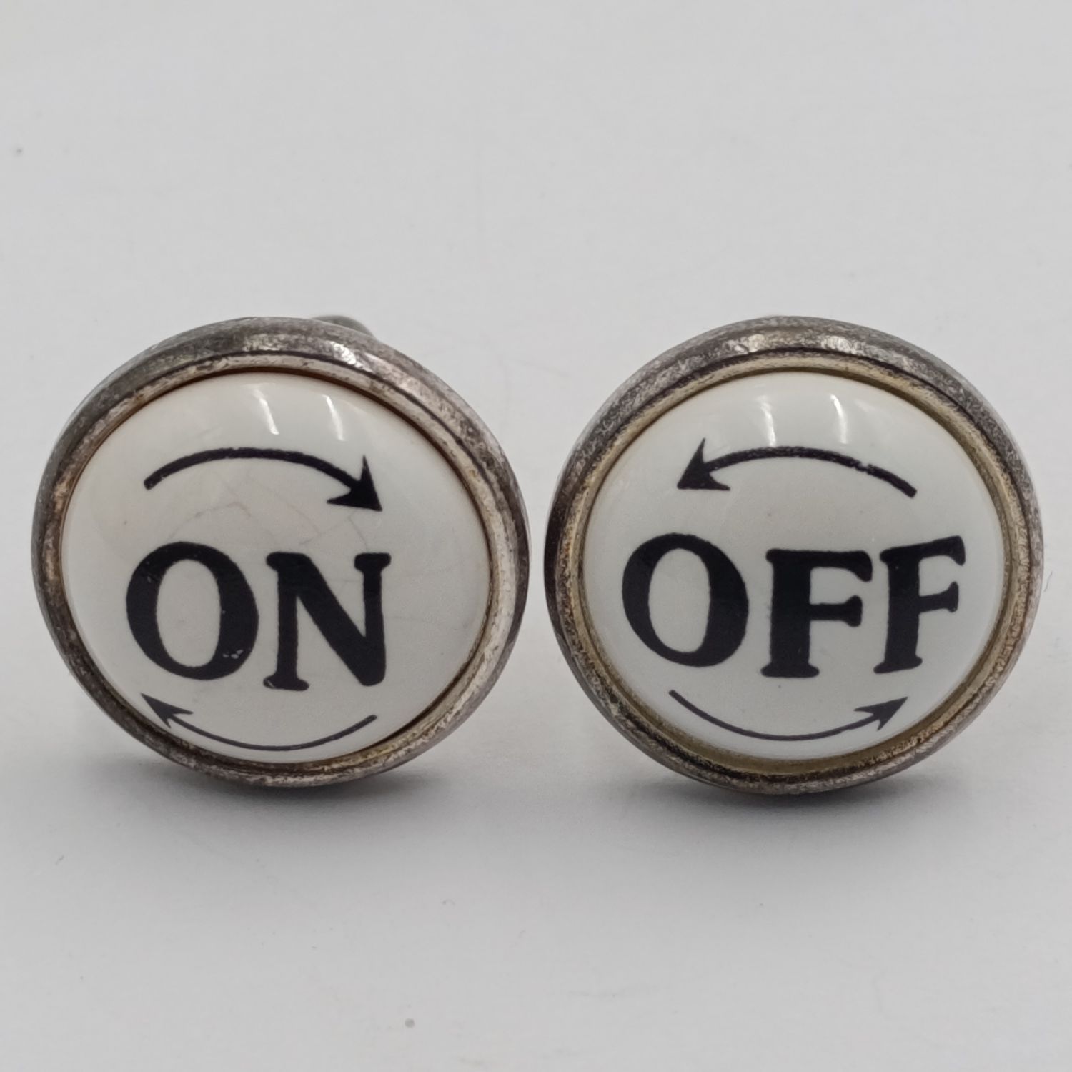 Pair of On and Off knob cufflinks