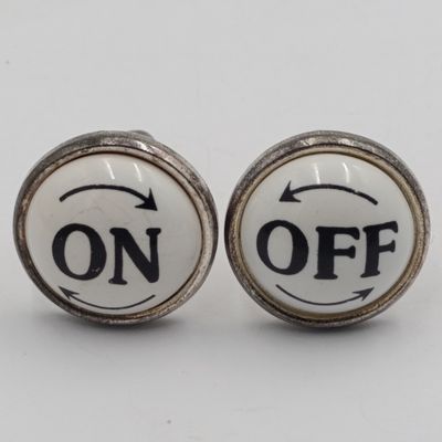 Pair of On and Off knob cufflinks