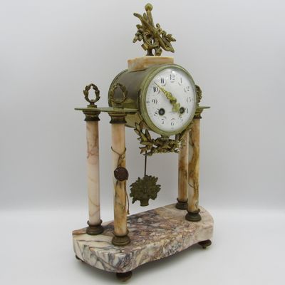 Antique Danglard Niort French gilt and marble clock with garnitures