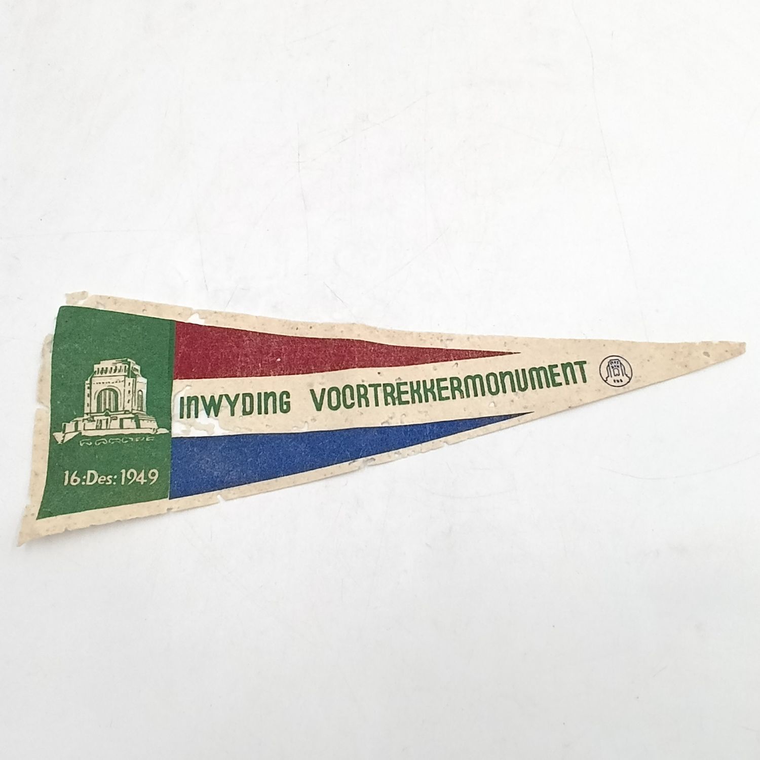 Vintage 1949 Voortrekker monument Inwyding flag - some moth damage
