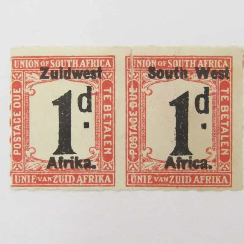 South West Africa Postage due 1d SACC 15 Rouletted into right hand stamp - not normal perforation