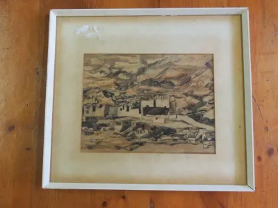 Estelle Marais landscape sketch - Personal message on back