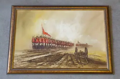 Beautiful John Bampfield oil painting of infantrymen