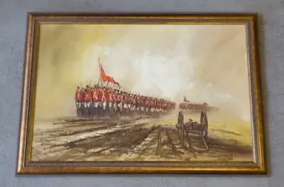 Beautiful John Bampfield oil painting of infantrymen