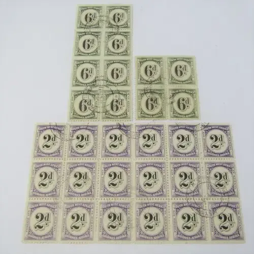 South West Africa Postage due blocks 6d / 2d stamps