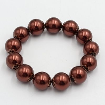 Copper Red glass pearls elastic bracelet