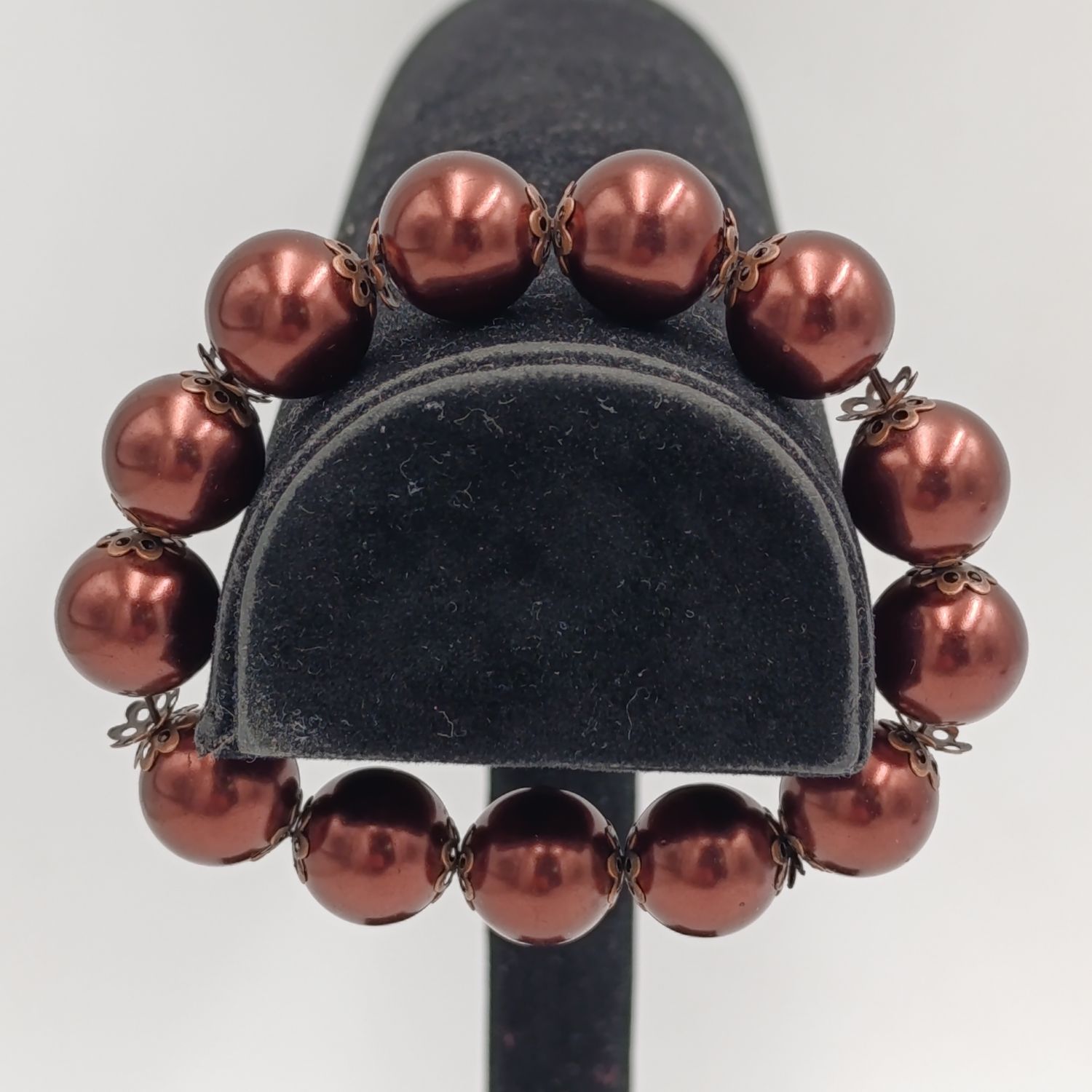 Copper Red glass pearls elastic bracelet