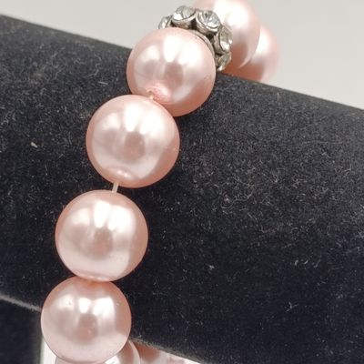 Pink glass pearls elastic bracelet