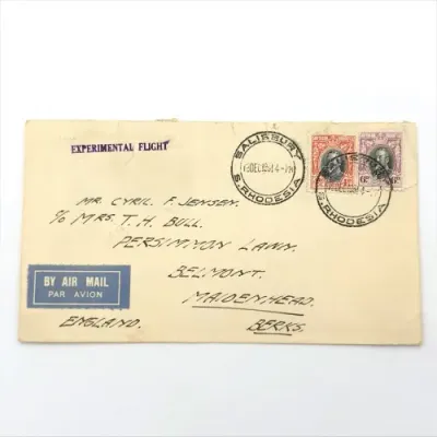 Southern Rhodesia 1931 Christmas Flight cover with Experimental Flight rubber stamp