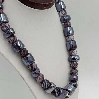 Beautiful pottery and glass beads necklace - length 47cm