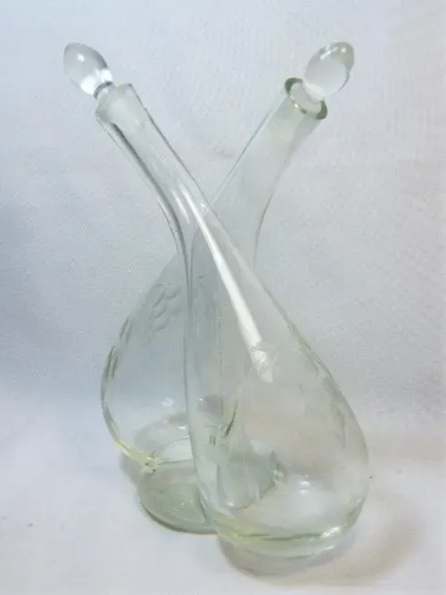 Vintage cut-glass vinegar and oil decanter