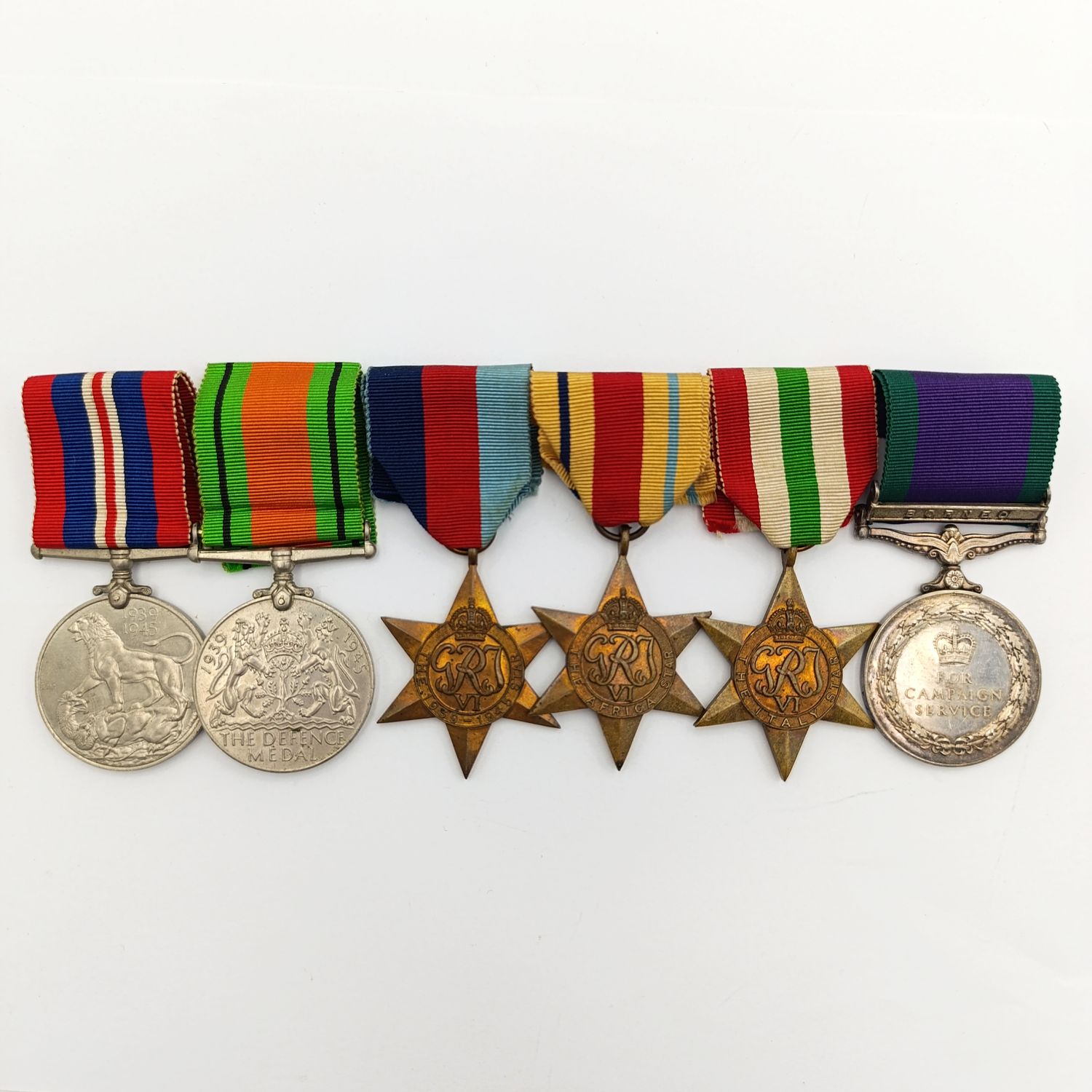 Set of WW2 medals and Borneo General Service medal issued to Senior Ships Clerk W.F Kalis, R.F.A - WW2 medals unnamed