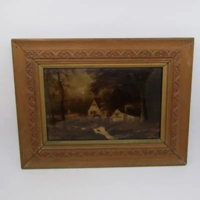 Antique Franz Hanfstaeng Verre Eglomise glass art reproduction of CL Fahrbacb`s work - circa 1900