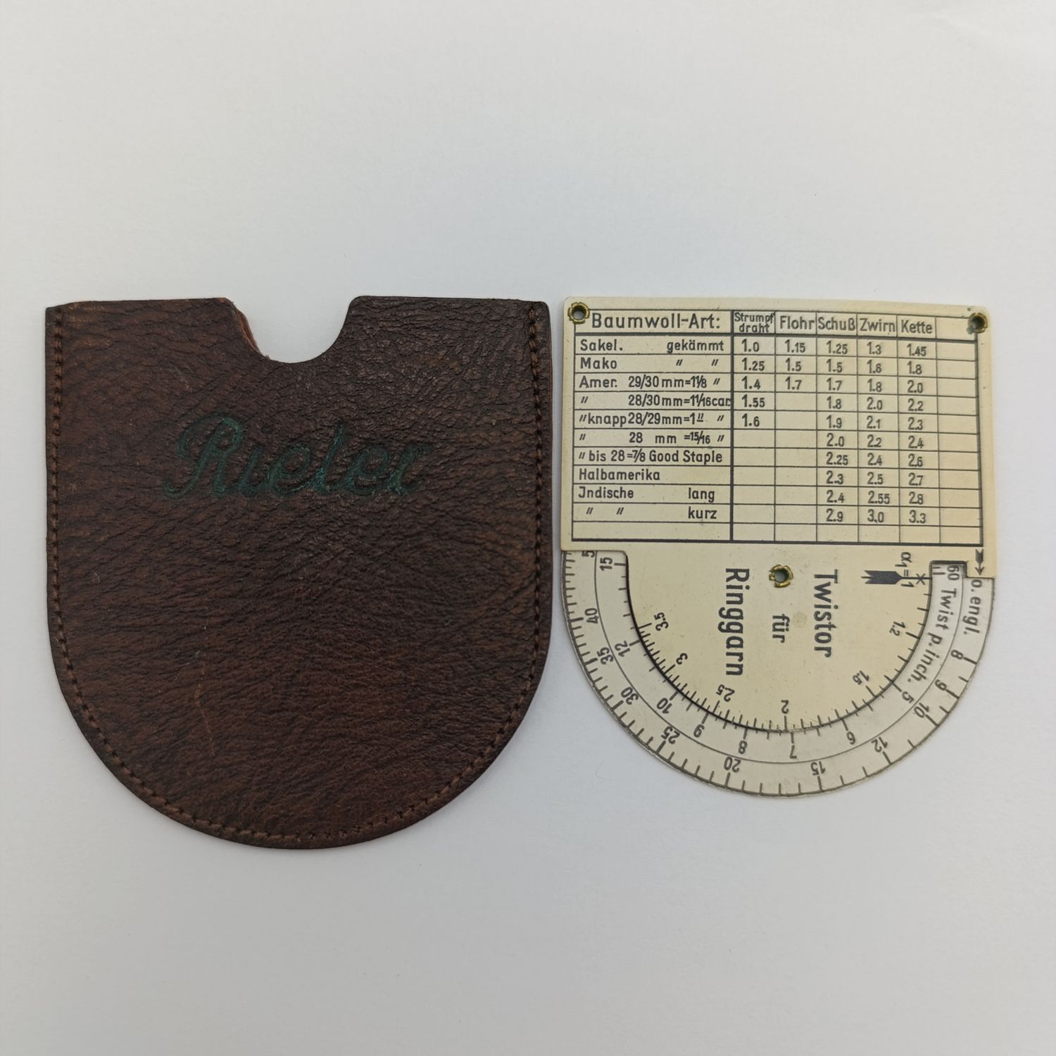 Rieter Twist calculator - antique in pouch