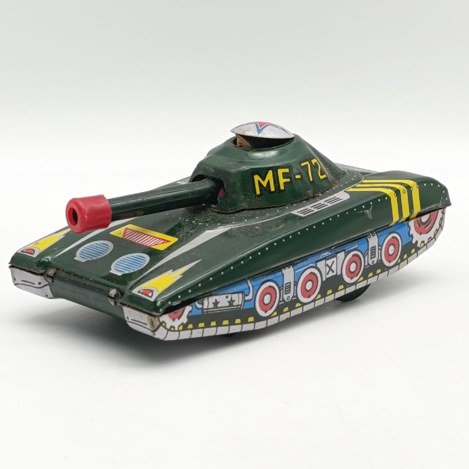 Vintage Japanese MF721 tin plate Light tank friction toy