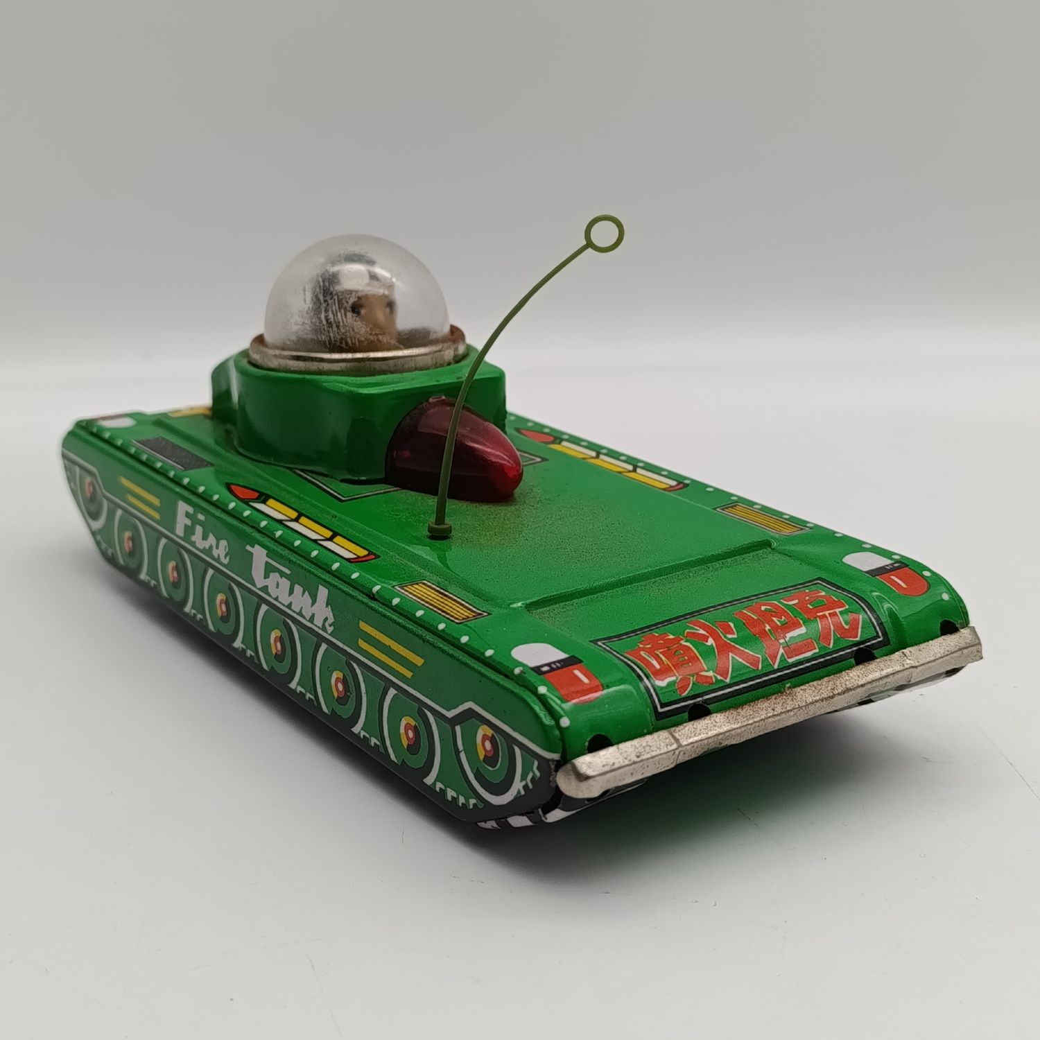 Vintage Chinese MF956 tinplate Fire tank friction toy