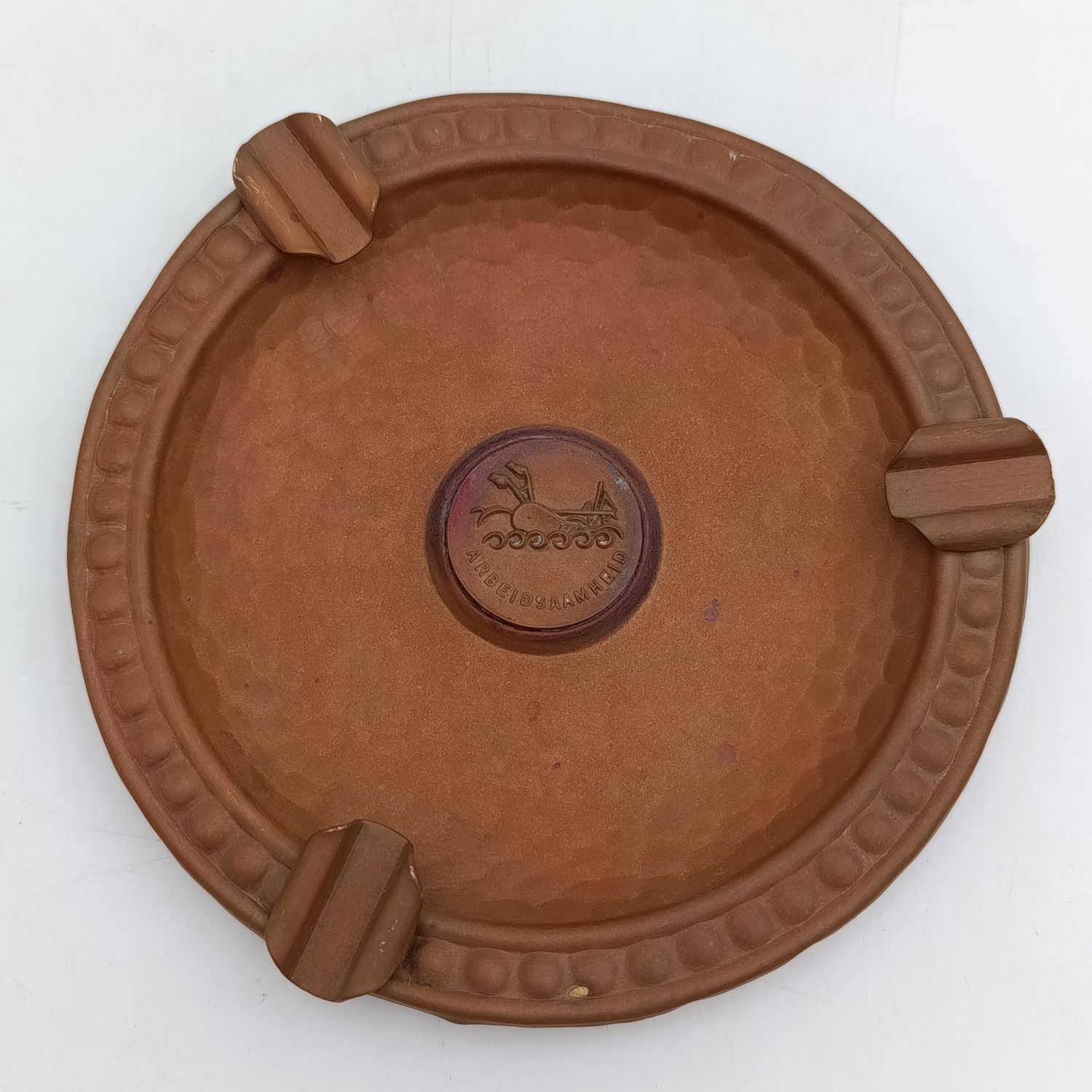 Vintage Volkskas Arbeidsaamheid copper ashtray