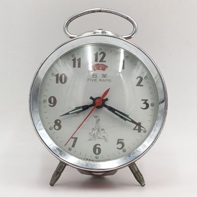 Vintage Five Rams mechanical bedside alarm clock - runs and stops