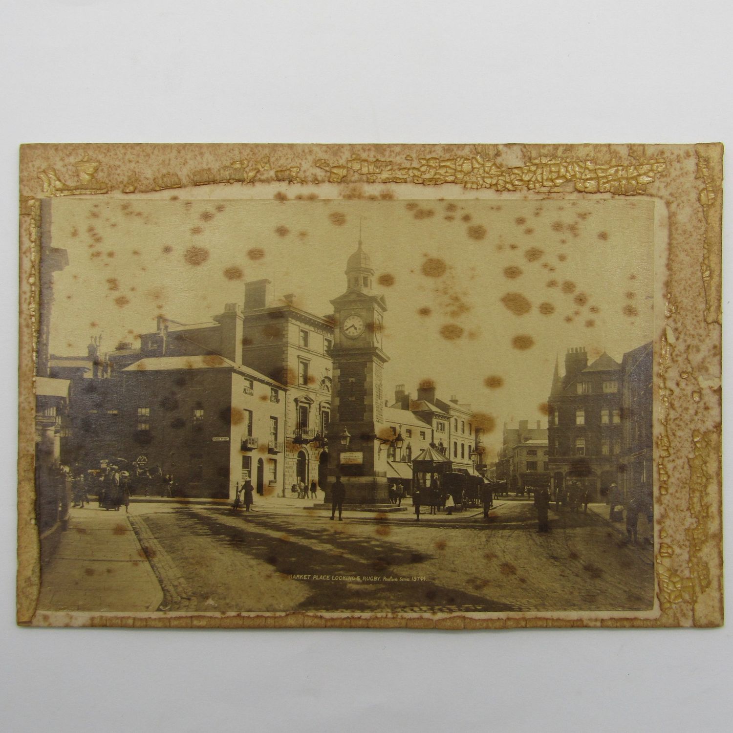 Antique photo of the market square in Rugby, England