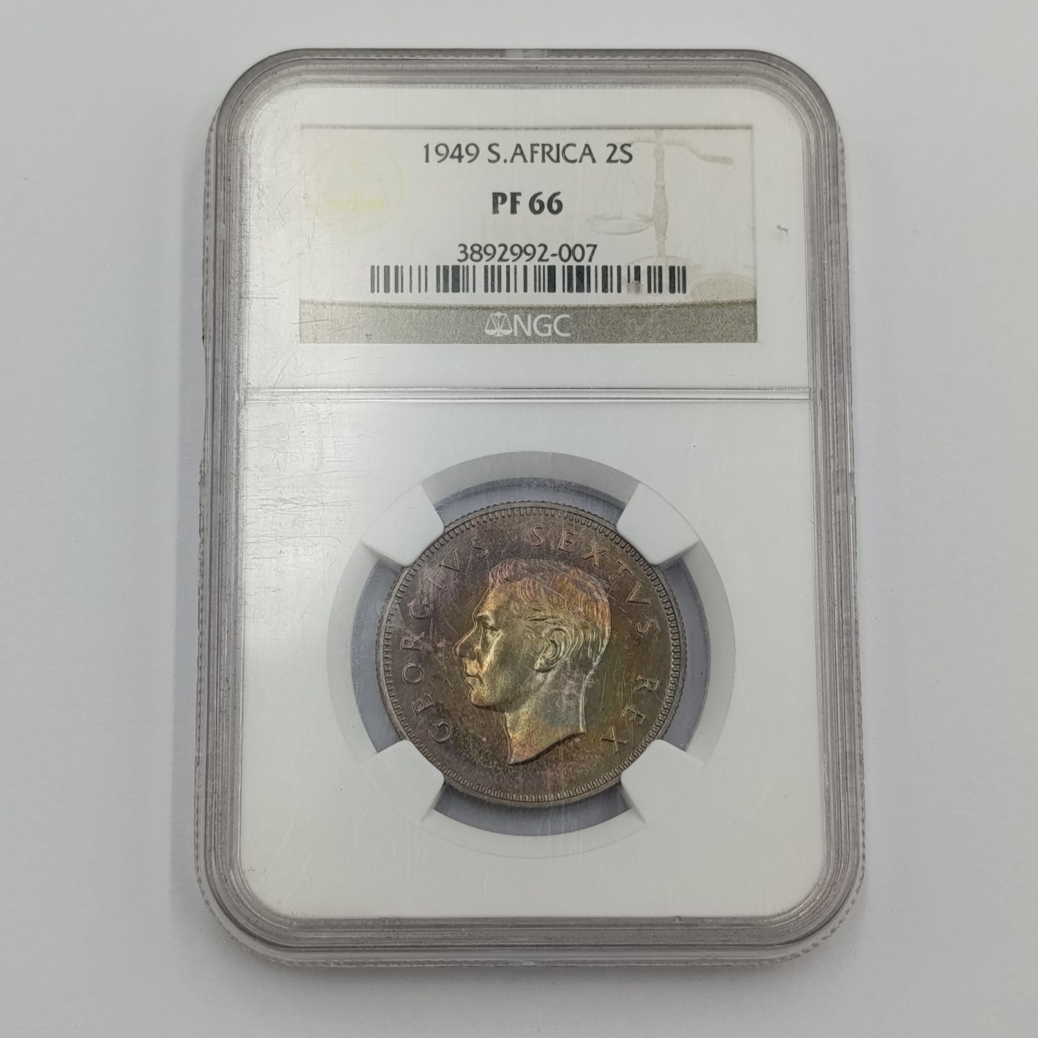 1949 SA Union Proof 2 shilling graded PF66 by NGC