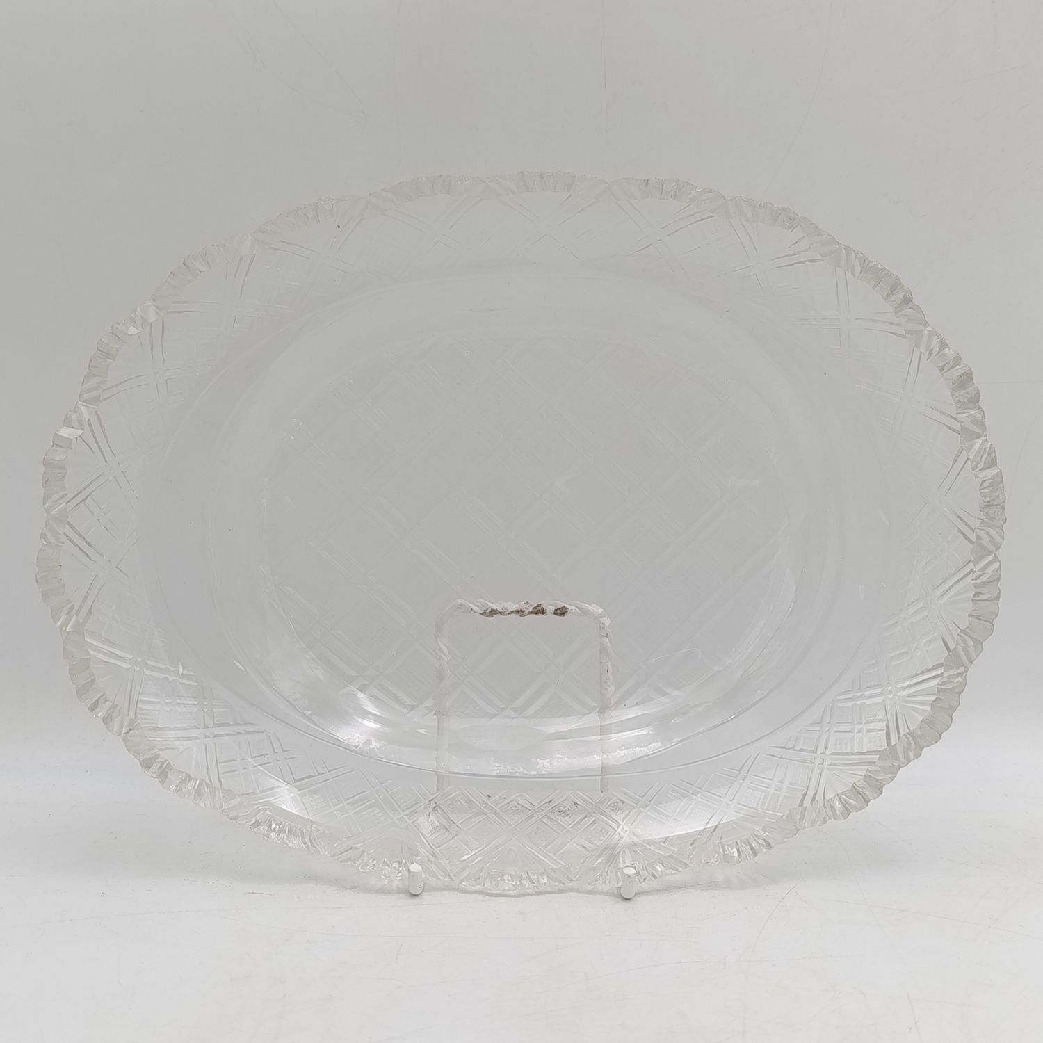 Pair of Vintage Crystal glassware oval platters - some small chips
