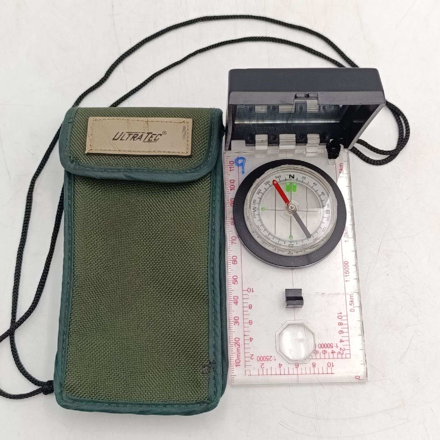 Ultratec mirror pocket compass in pouch