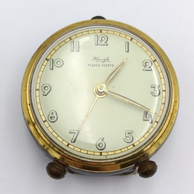 Vintage Kienzle Piano-Forte mechanical bedside alarm clock - working
