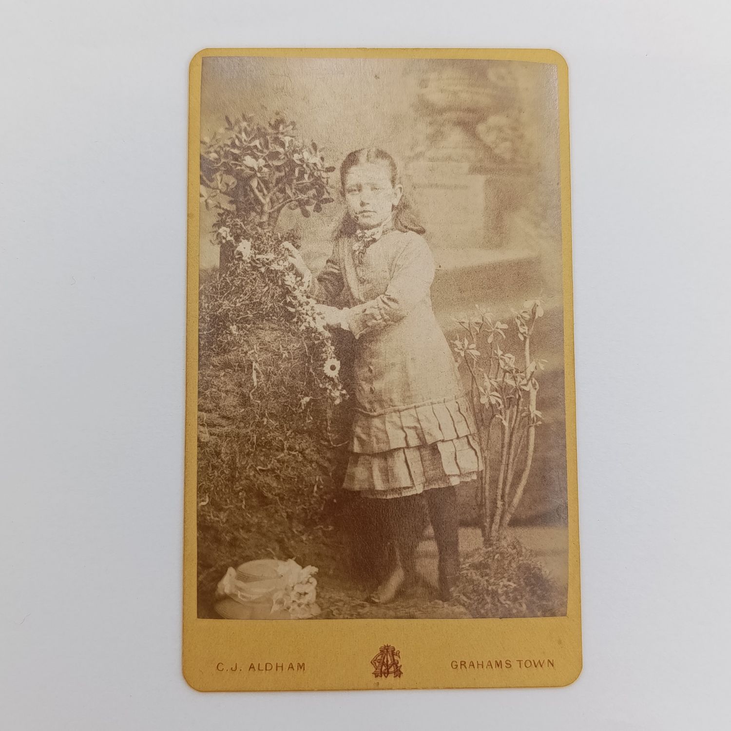 Late 1800&#39;s photo of young lady taken by CJ Aldham of Grahamstown, South Africa