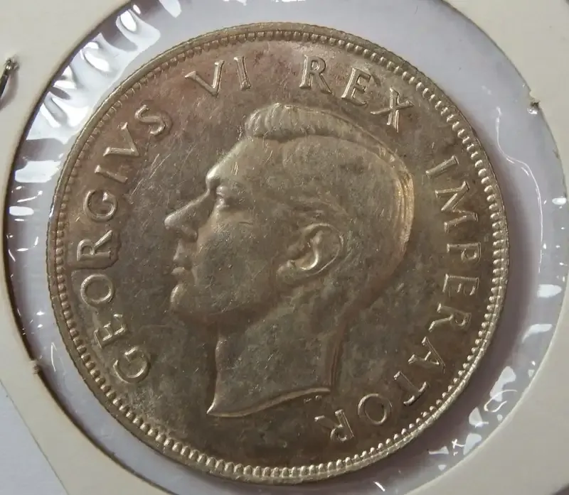 1943 South Africa half crown - EF+ - Double struck obverse! - Only one I have ever seen!
