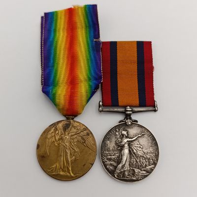 Boer War QSA medal and WW1 Victory medal issued to 2nd Corporal W.R Evans - SA Railways Overseas Dominion Section - QSA is named Mr. Evans Imperial Military Railways