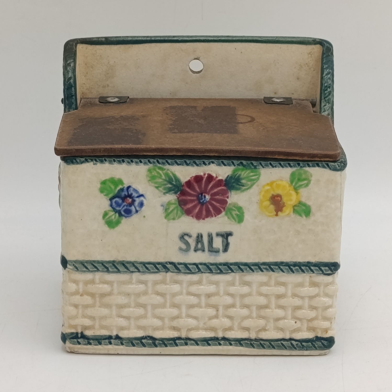 Antique porcelain salt holder with lid