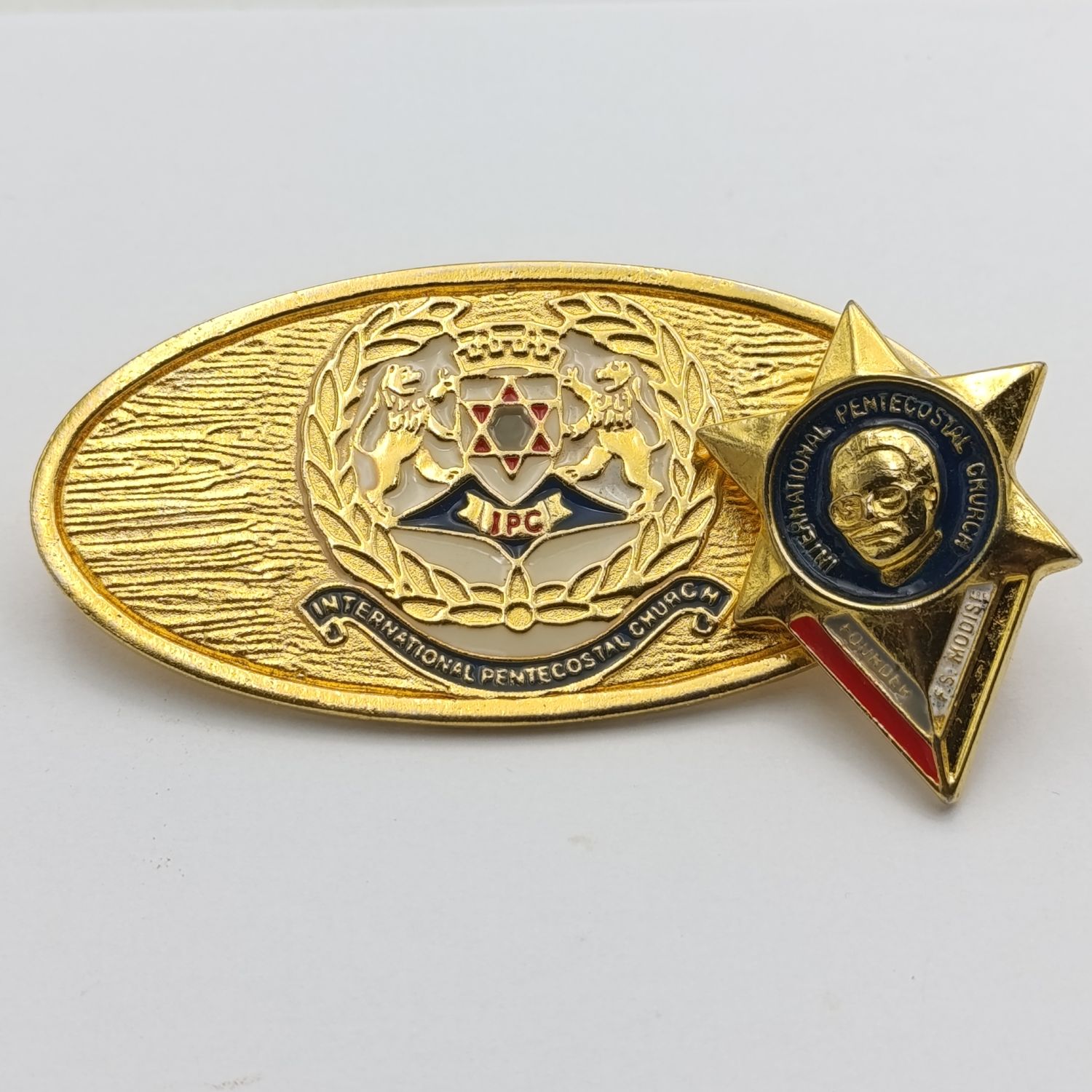 International Pentecostal church badges lot of 2