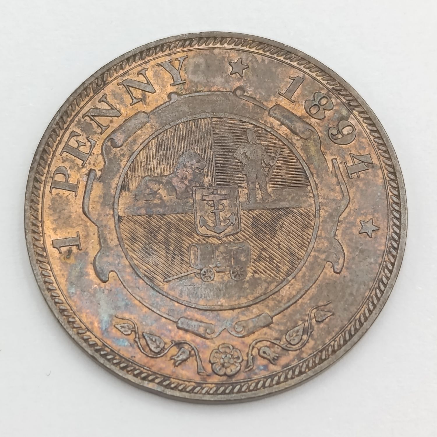 1894 ZAR Paul Kruger penny with some mint lustre remaining