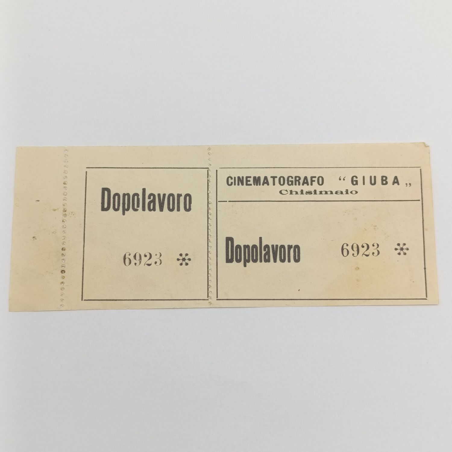 Italian WW2 Facist Leisure organization movie ticket - Somalia - unused