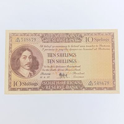 MH de Kock Banknote Ten Shillings 3rd issue - EF+/AU 1957