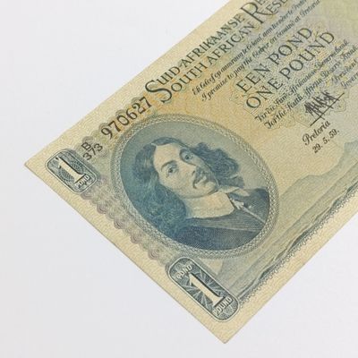 MH de Kock Banknote one pound - 1959 uncirculated - very slight crease