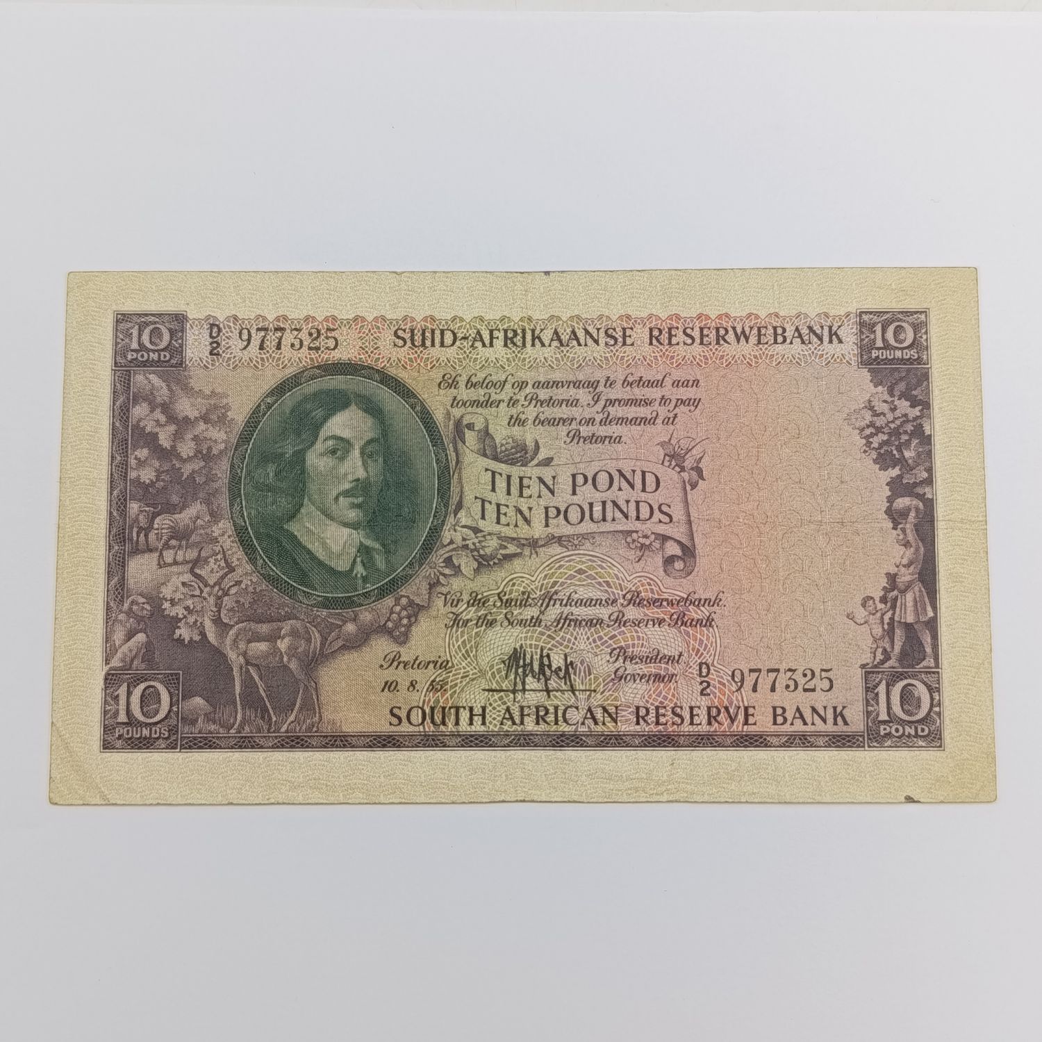 MH de Kock Banknote Ten Pounds 1955 EF