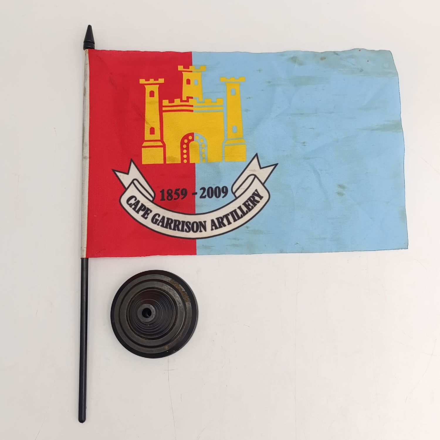 Cape Garrison Artillery 1859-2009 commemorative desk flag