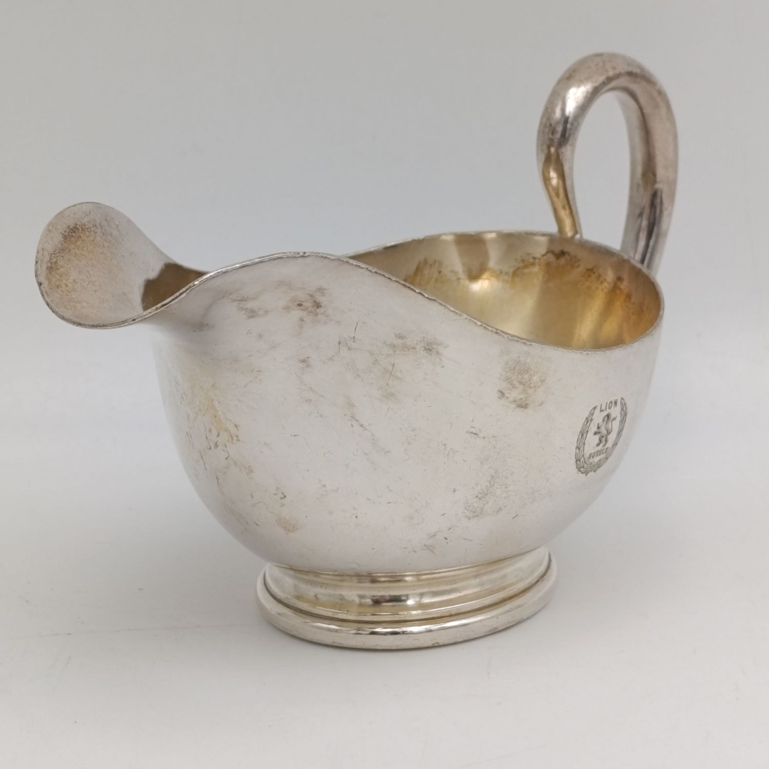 Antique silverplated Lion Hotels hotelware sauce jug