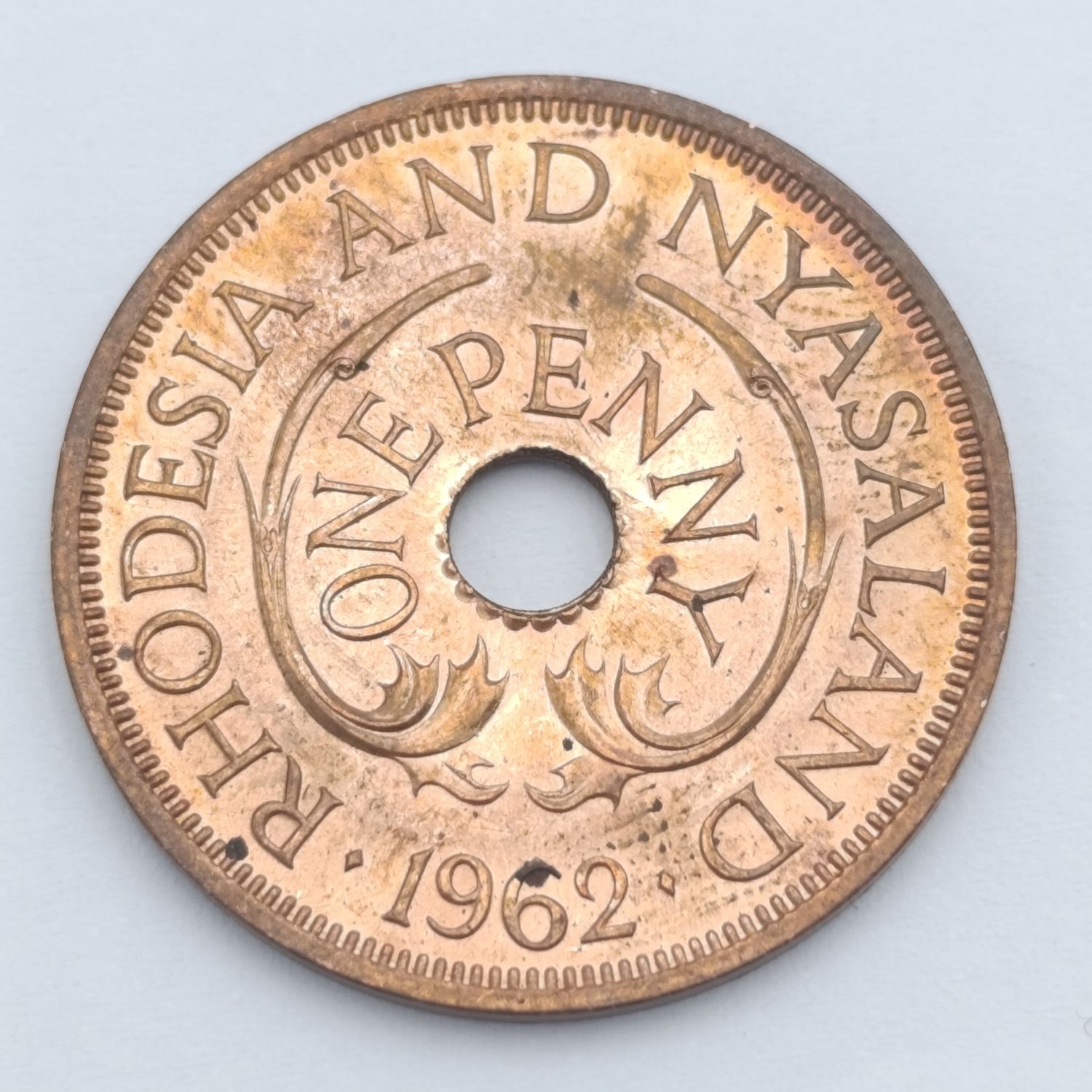 Rhodesia &amp; Nyasaland 1962 one penny Brilliant uncirculated