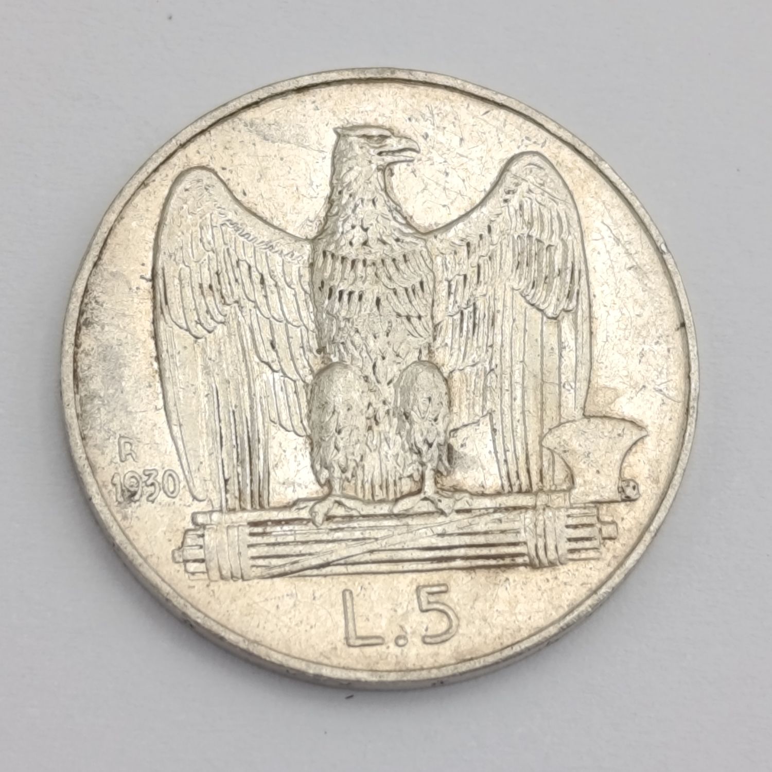 Italy 1930 silver 5 Lire - AU+
