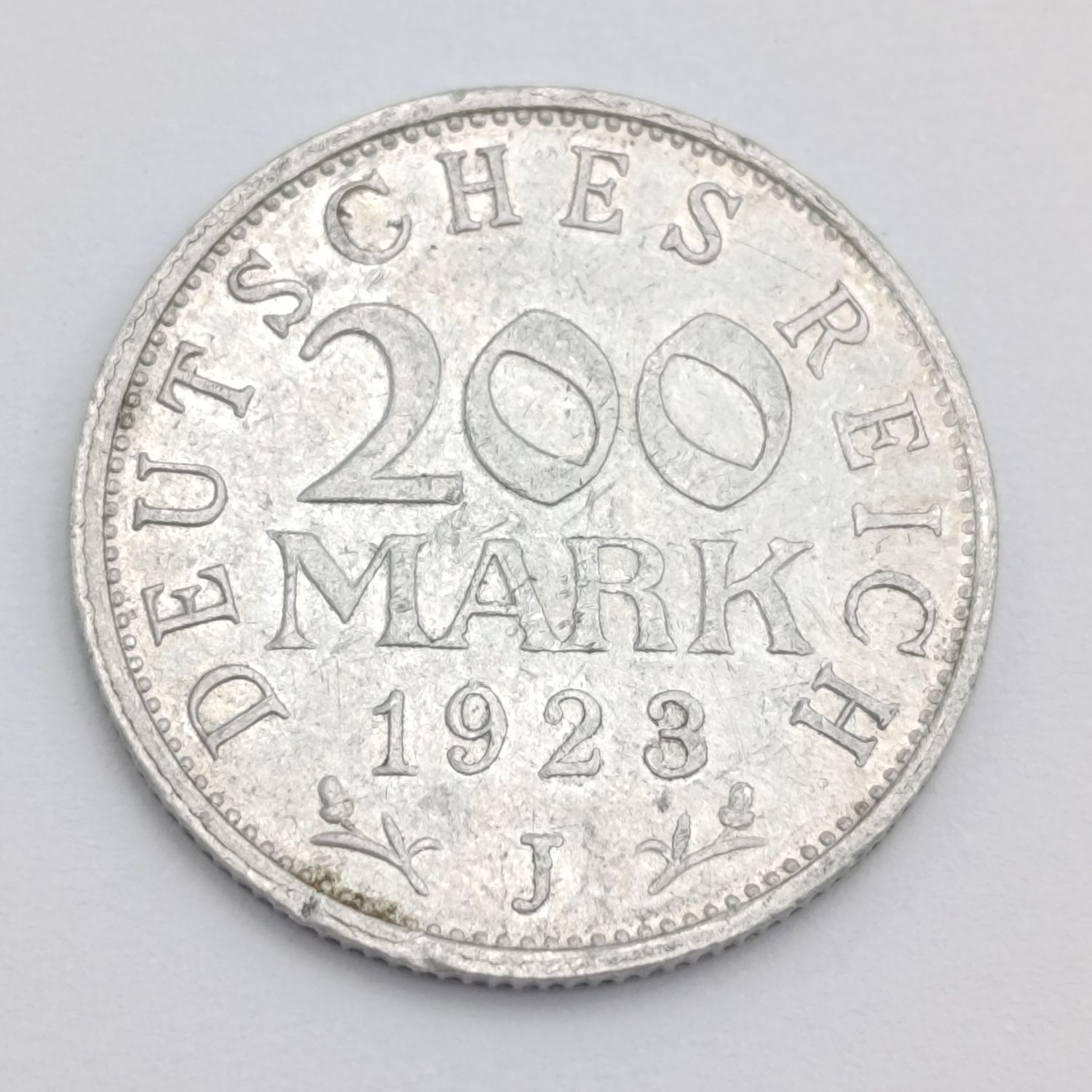 Germany Weimar Republic 1923 Aluminium 200 Mark J