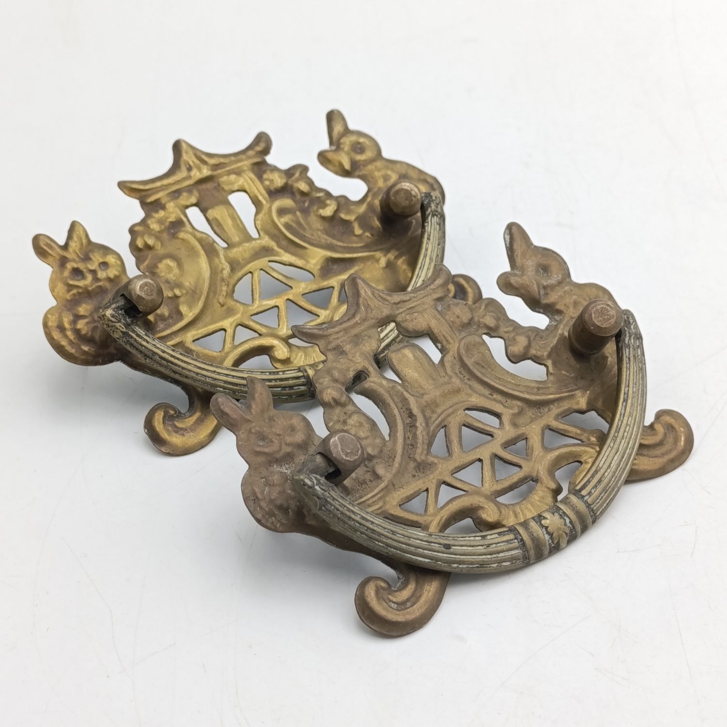 Pair of Vintage brass door handles