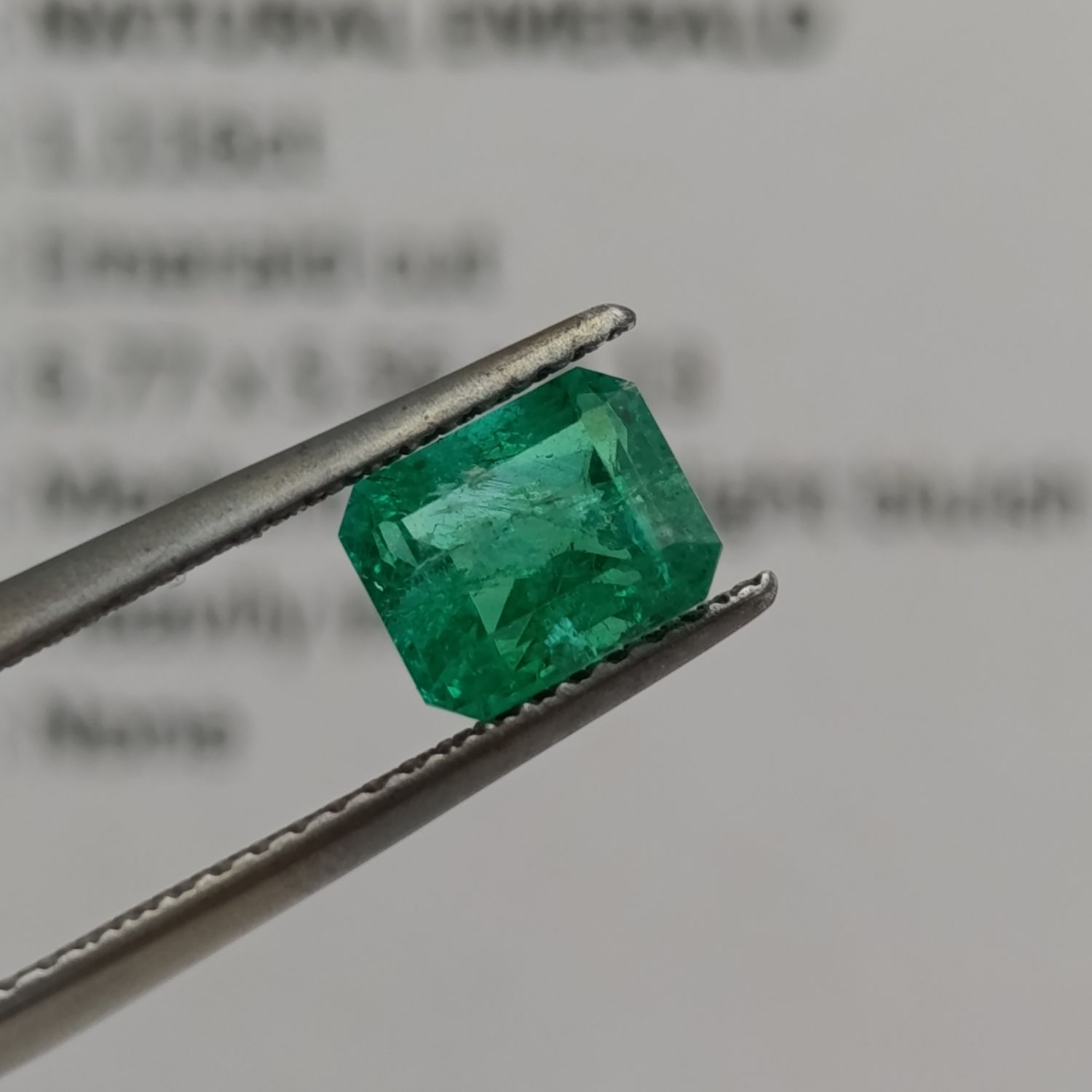 Natural Emerald of 1.12 carat Emerald cut slight blueish green with Gemlab certificate