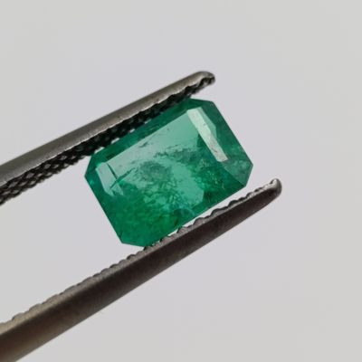 Natural Emerald of 1.12 carat Emerald cut slight blueish green with Gemlab certificate
